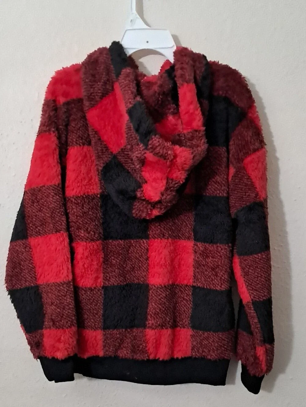 Girls Size 12 Red & Black Buffalo Plaid Sherpa Hoodie